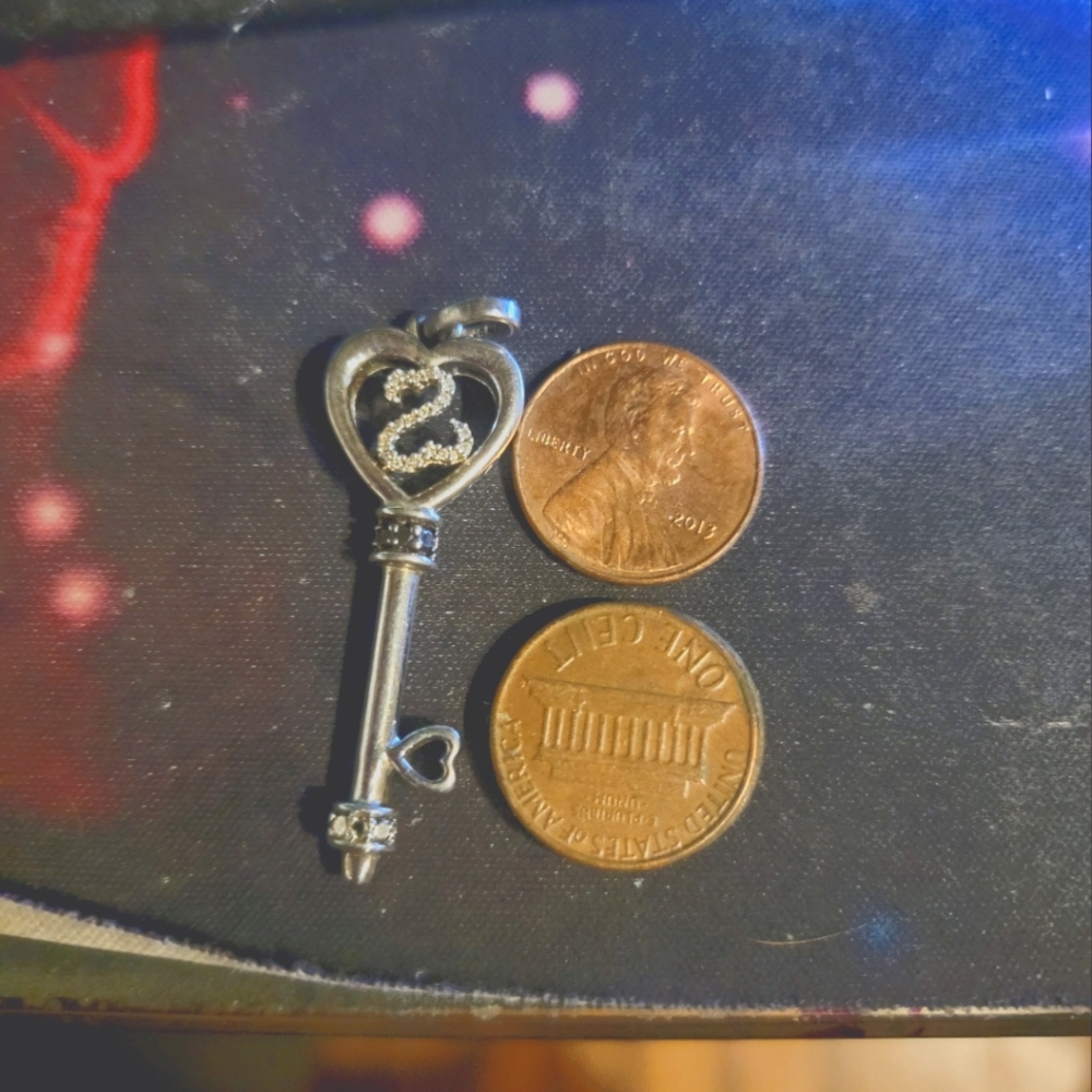 jane seymour sterling silver diamond open hearts skeleton key pendant